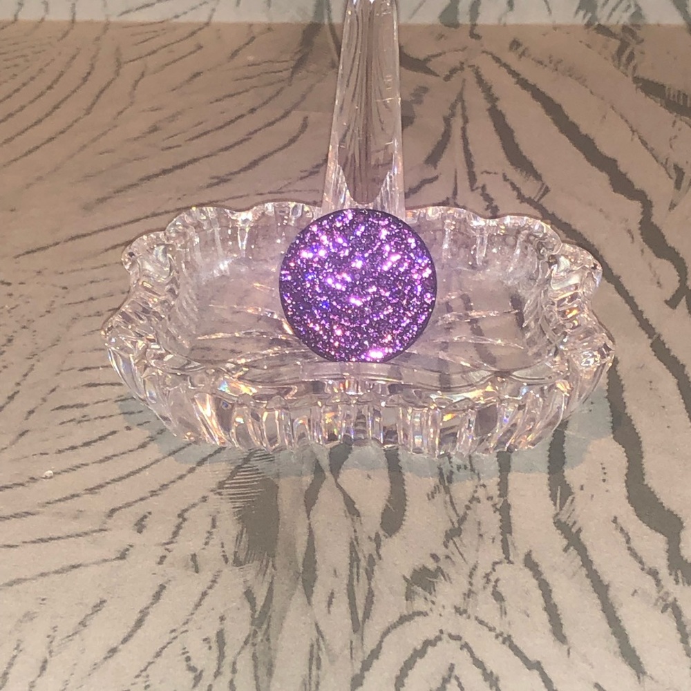 Pink crystal gunmetal ring